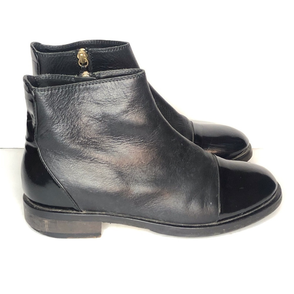 Pollini Black Leather Ankle Boots with Side Zip Size 36 / 6